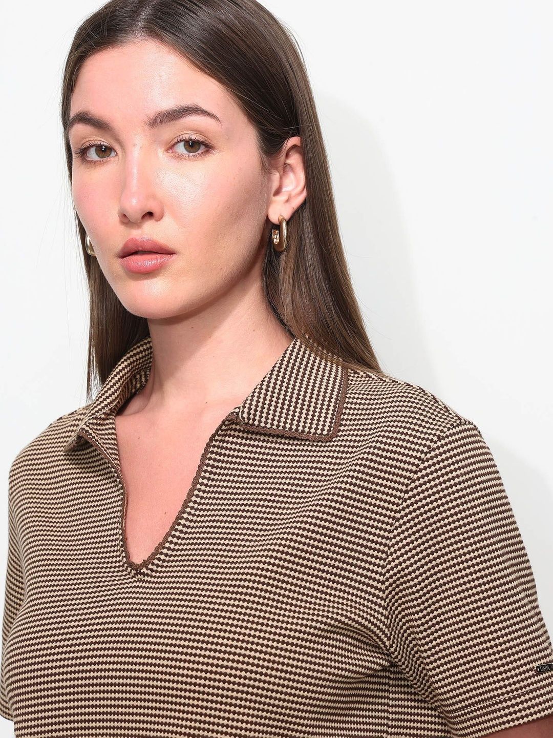 Checked Polo Collar T-shirt