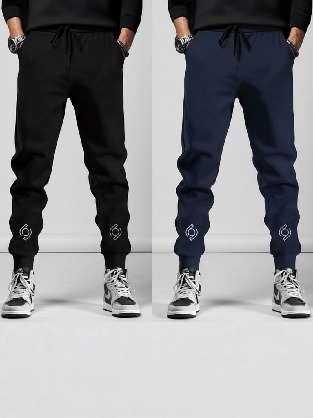 Riksaw Men Pack of 2 Regular Fit Brand Logo Training Joggers