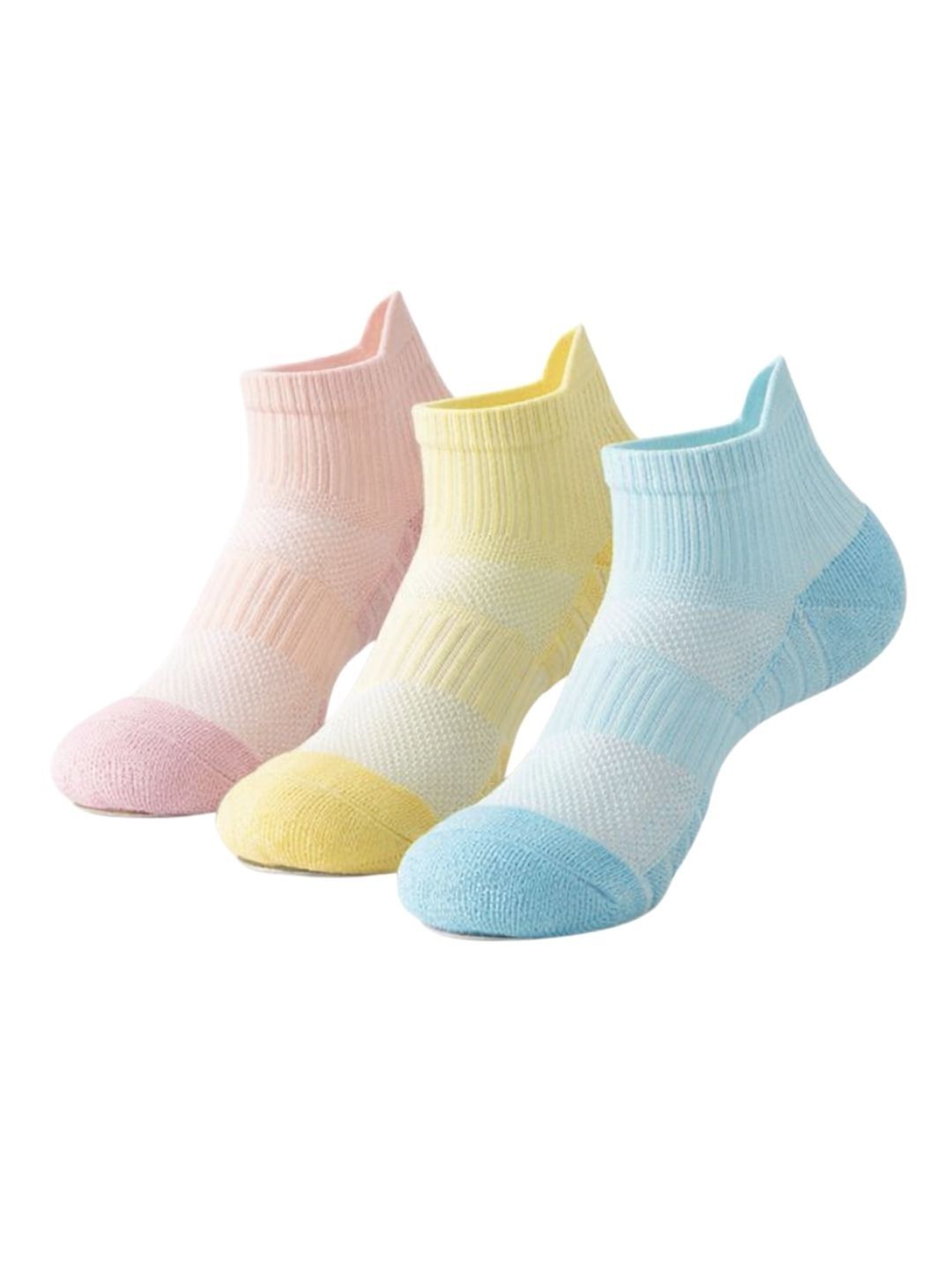 iSWEVEN Unisex Pack of 3 Cotton Blend Colourblocked Ankle Length Socks