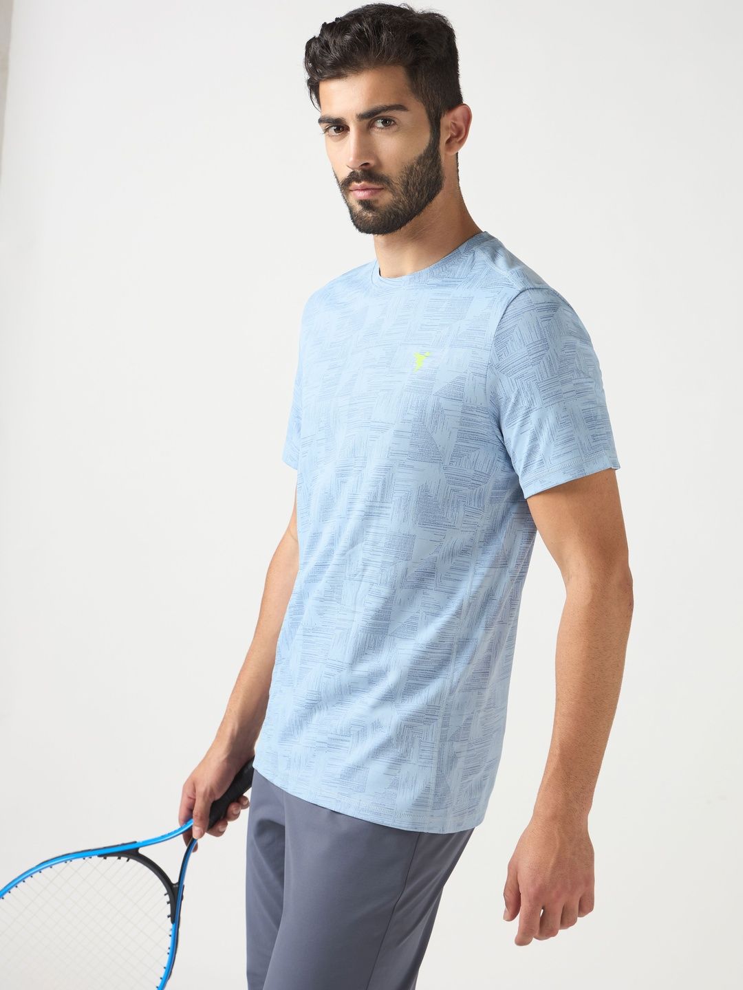 Technosport Men Printed Anti Static Slim Fit T-shirt