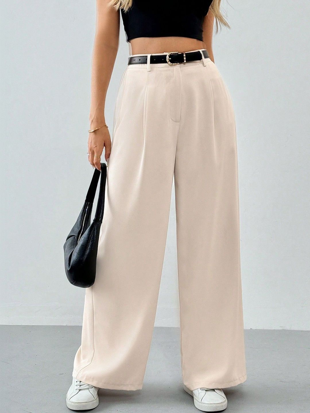 MULVARI Women High-Rise Pleated Trousers