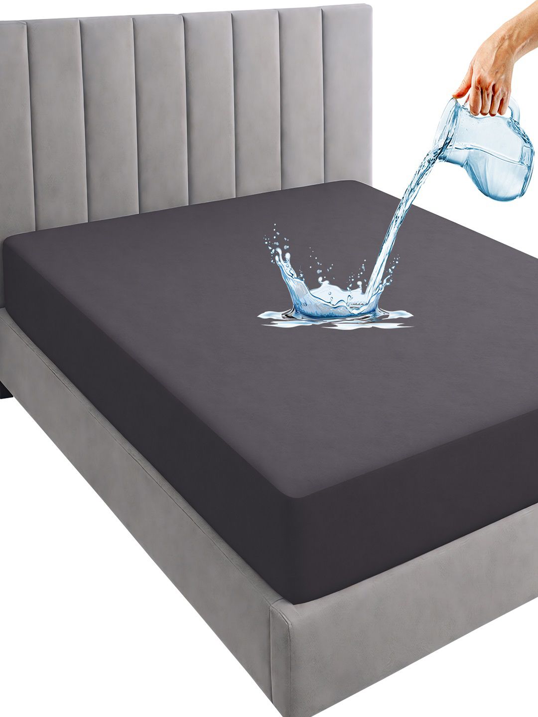 GADDA CO Grey Double Bed Soft & Waterproof Mattress Protector