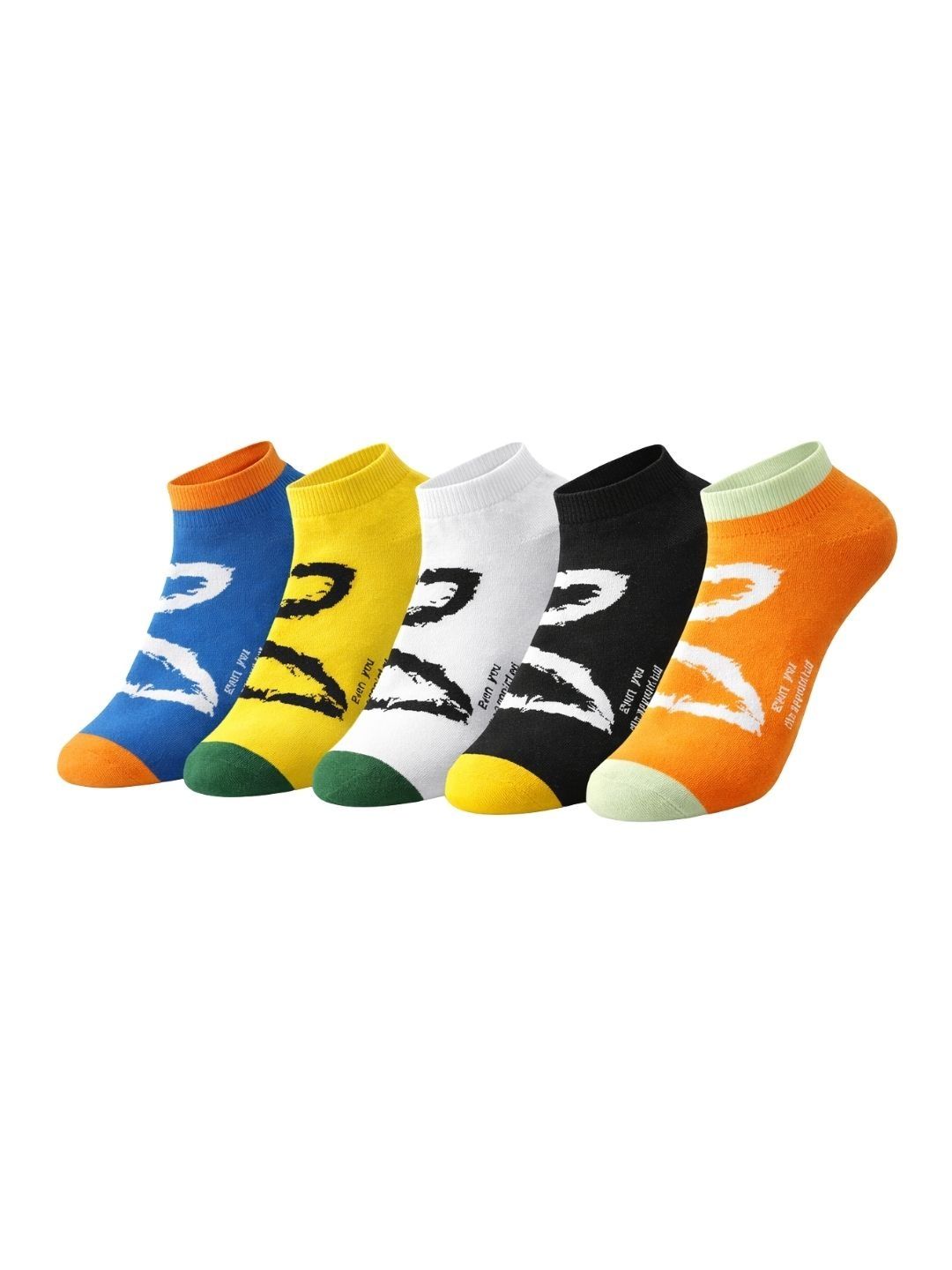 iSWEVEN Unisex Pack of 5 Cotton Blend Patterned Ankle Length Socks