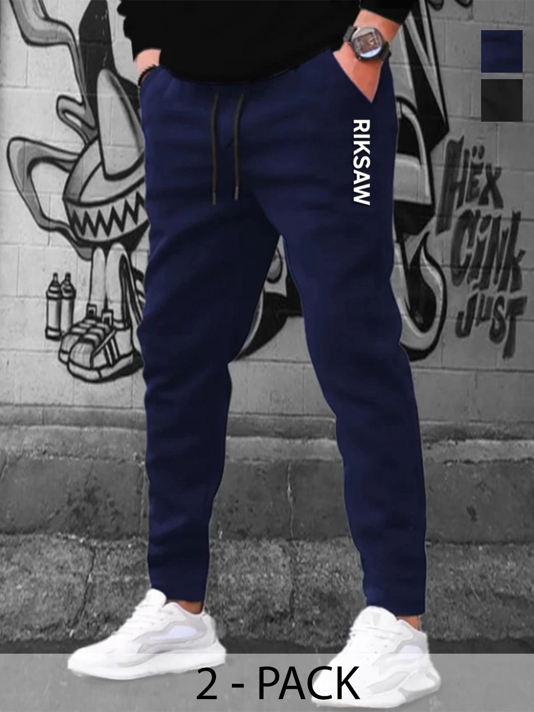 Riksaw Men Pack Of 2 Mid-Rise Track Pants