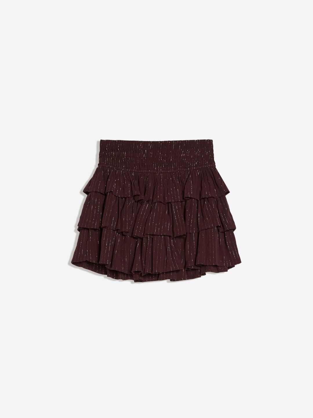 Shimmery ruffle mini skirt