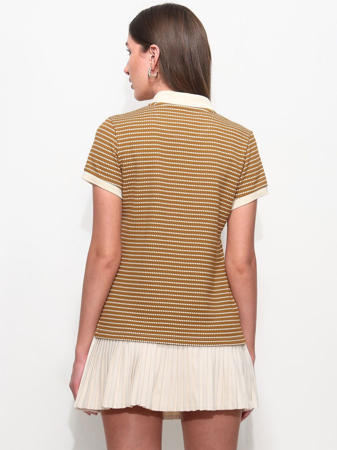 Striped Polo Collar T-shirt