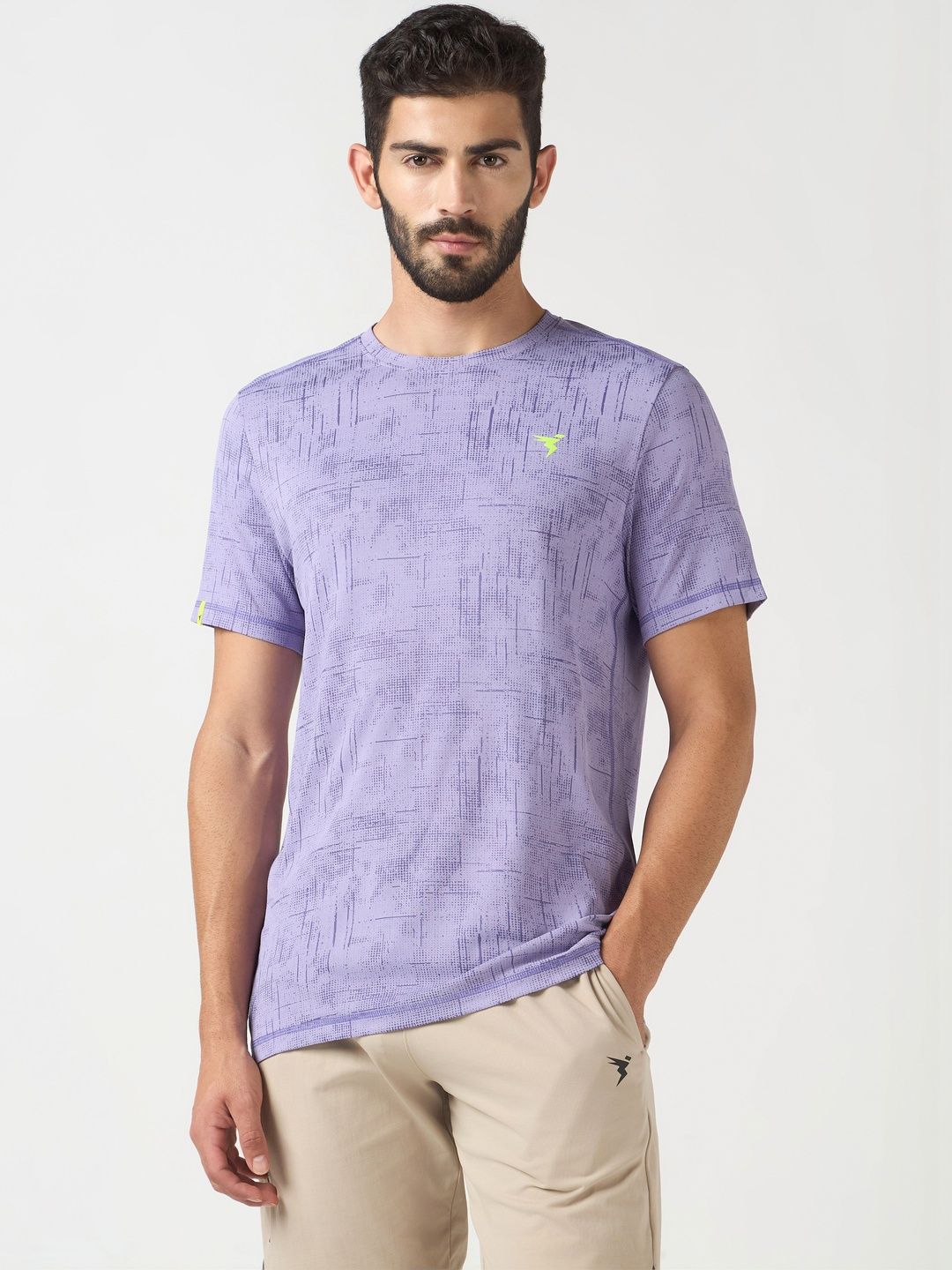 Technosport Men Printed Anti Static Slim Fit T-shirt