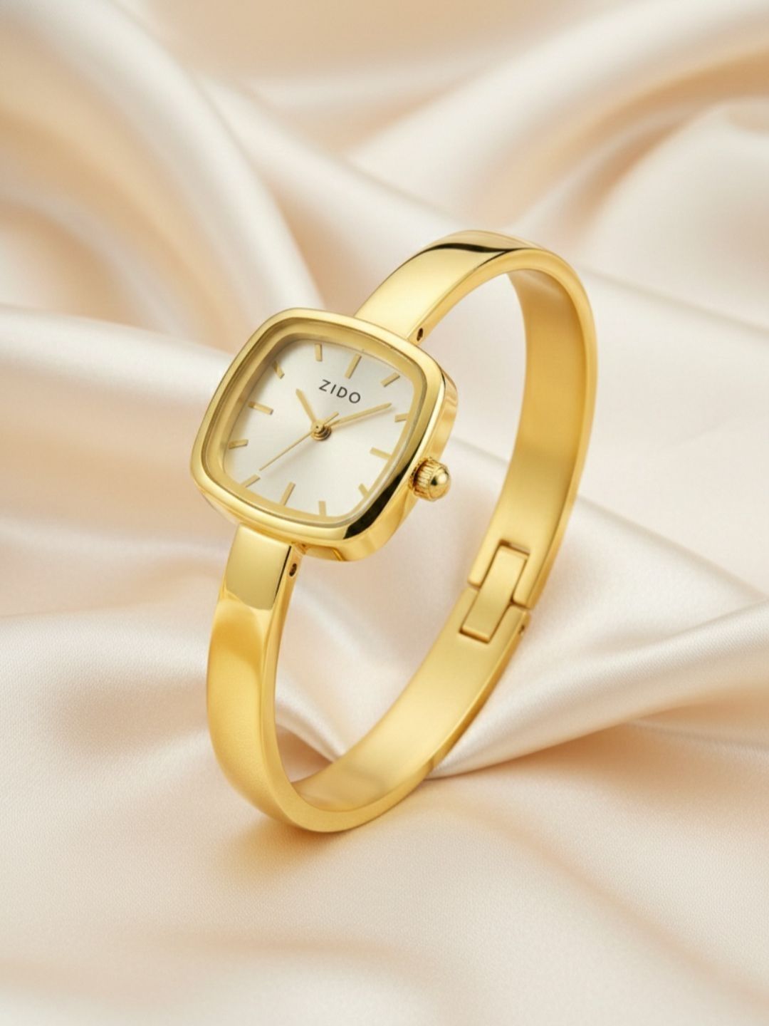 RACHIVA RACHIVA 18K Gold Plated Square Bangle Watch