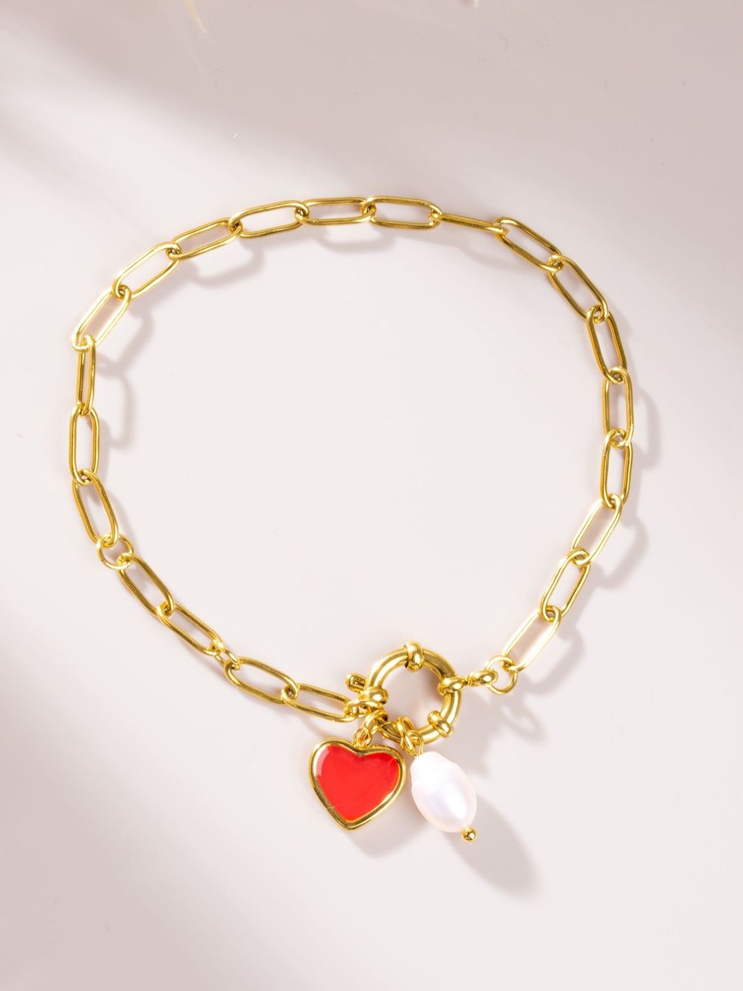 Women Bracelet PALMONAS Women Pearls Gold-Plated Charm Bracelet
