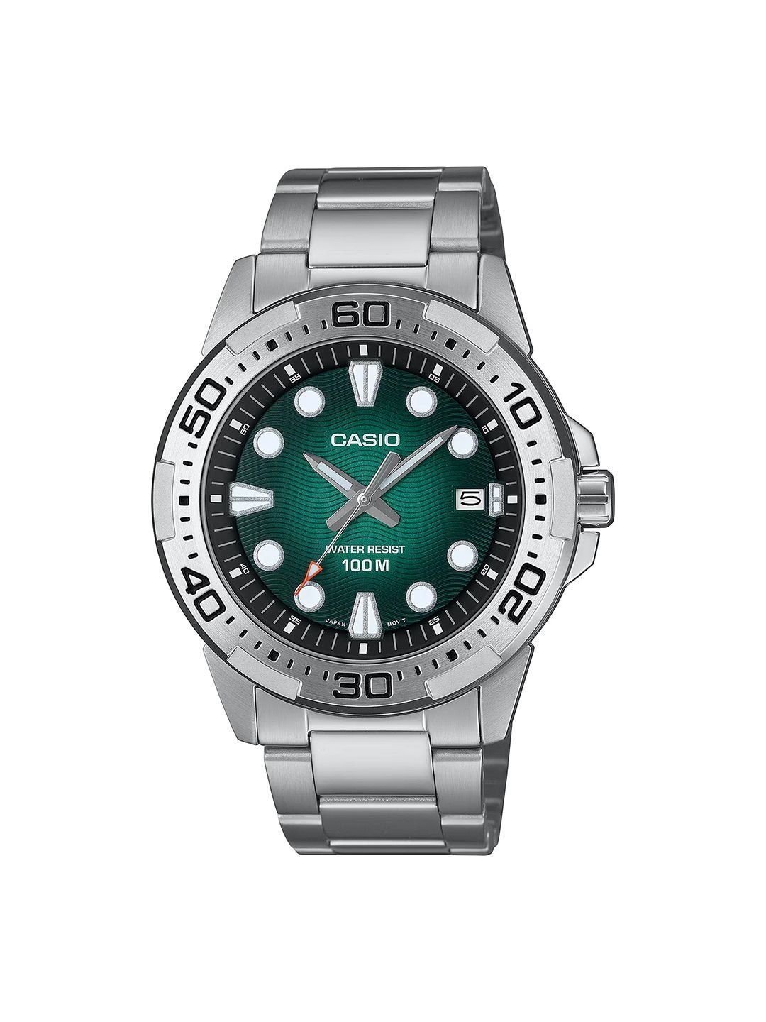 CASIO CASIO Men Dial & Stainless Steel Bracelet Style Straps Analogue Date Aperture Watch A2484