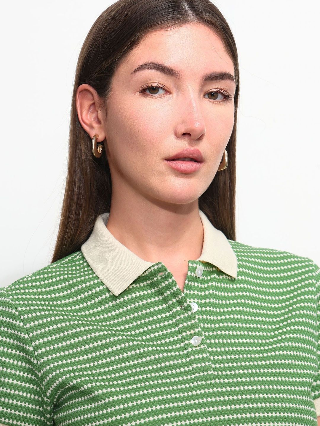 Striped Polo Collar T-shirt