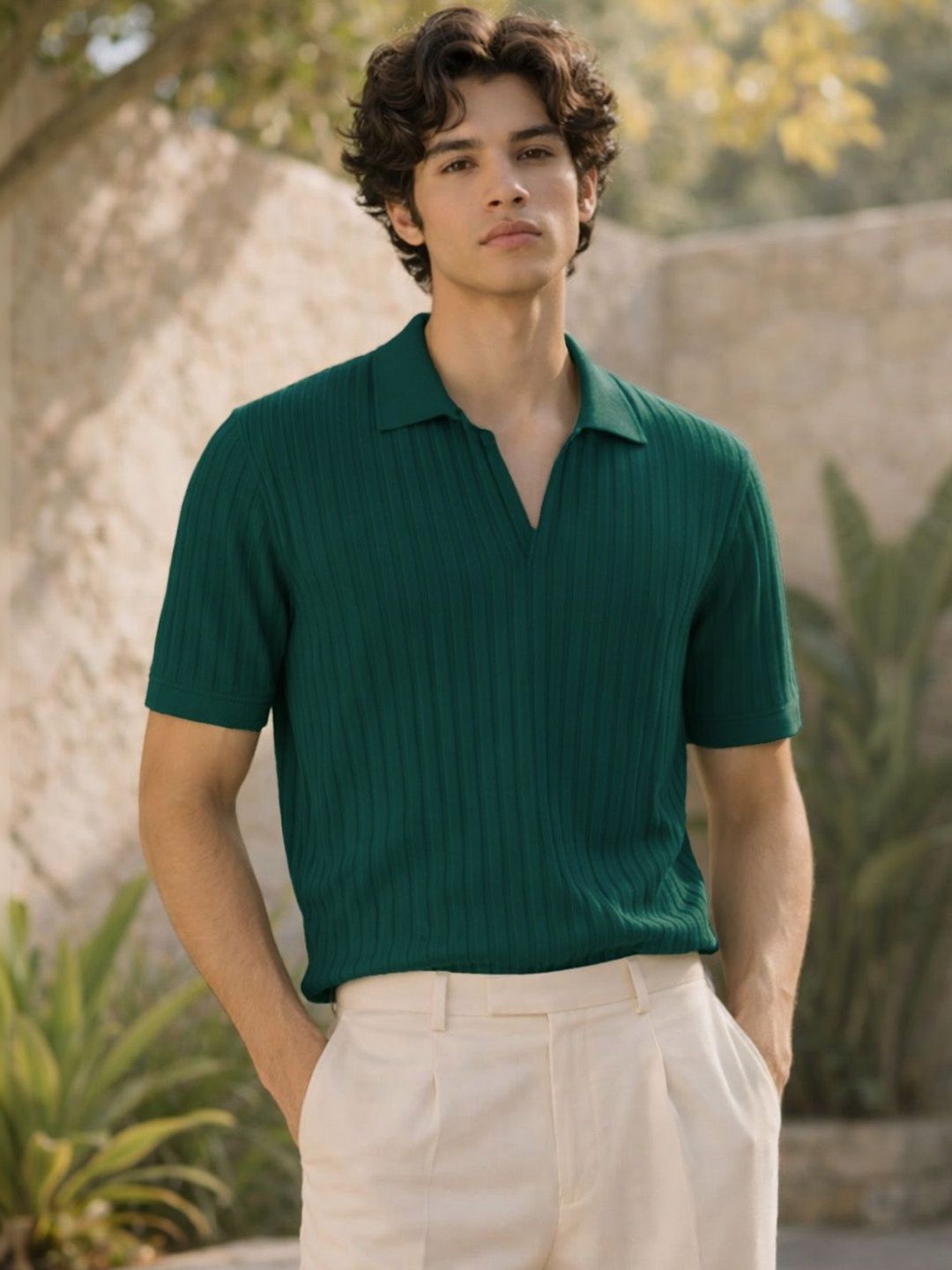 VEIRDO Men Polo Collar T-shirt
