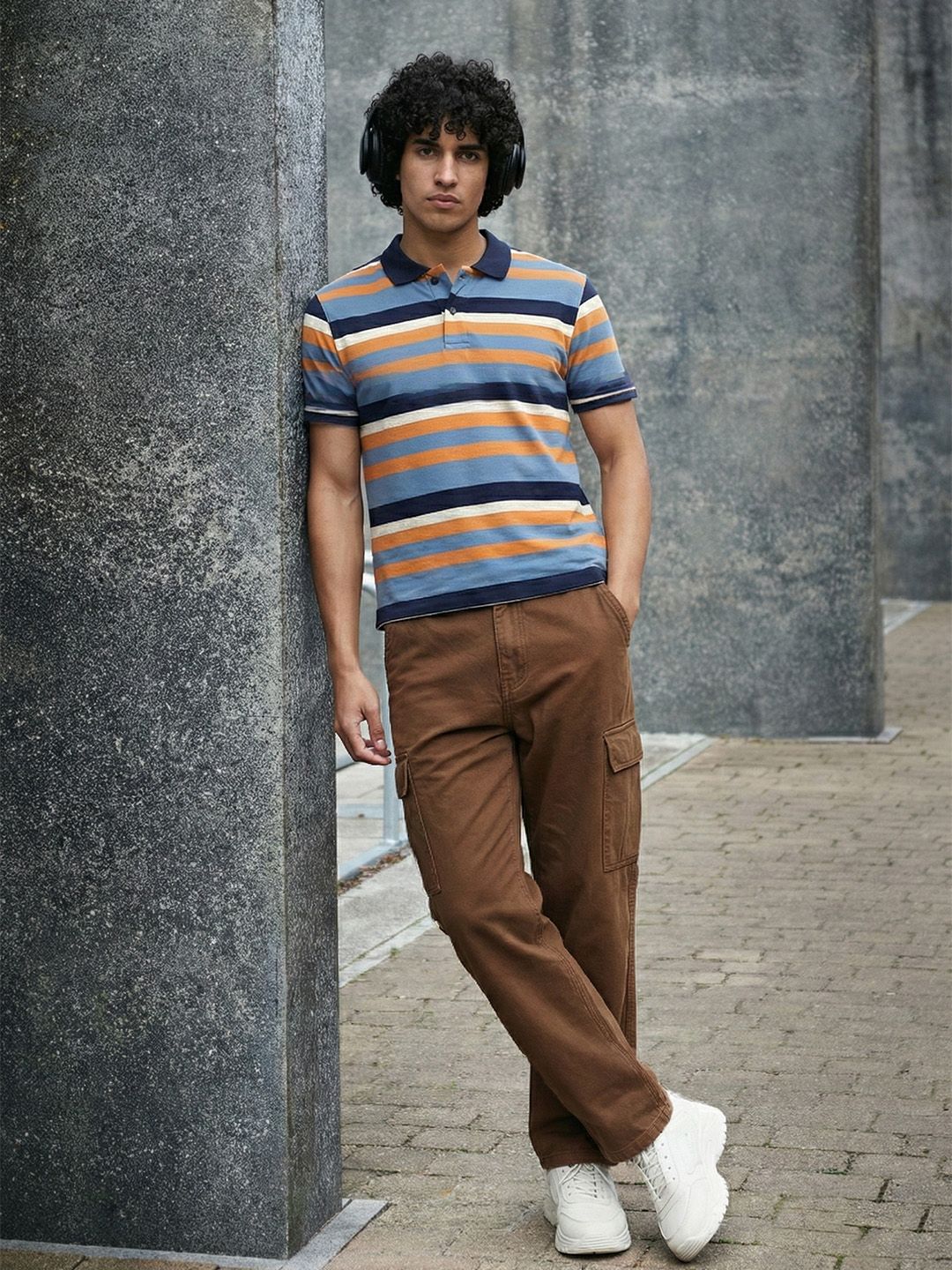 The Roadster Life Co. Striped Polo Collar T-shirt