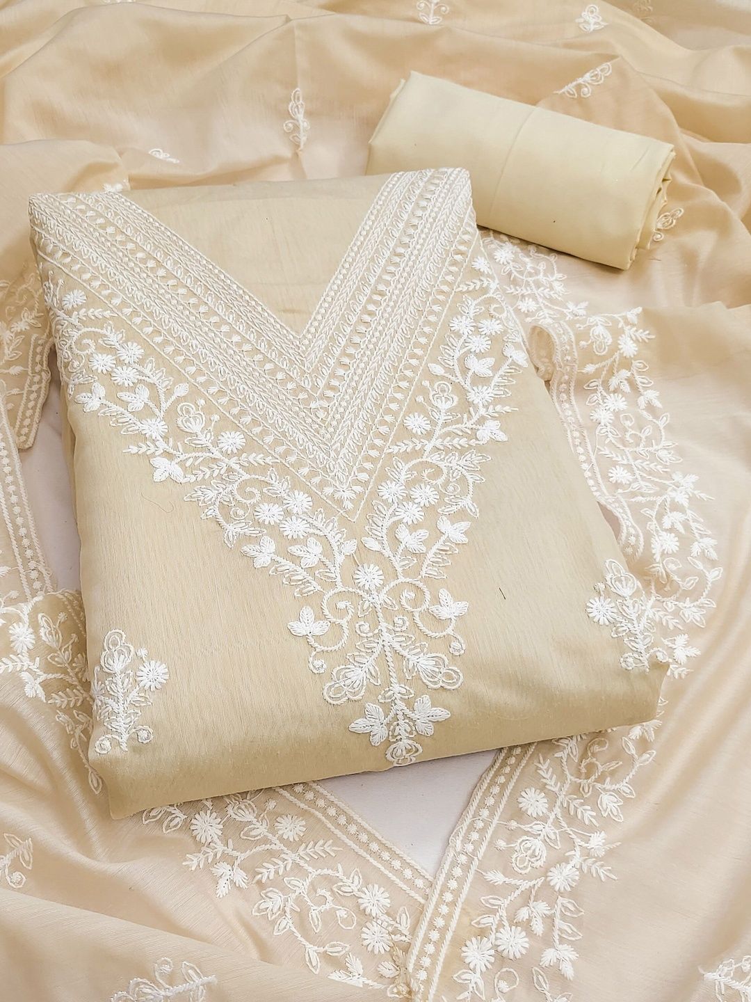 Dhaaga Ghar Embroidered Pure Cotton Unstitched Dress Material