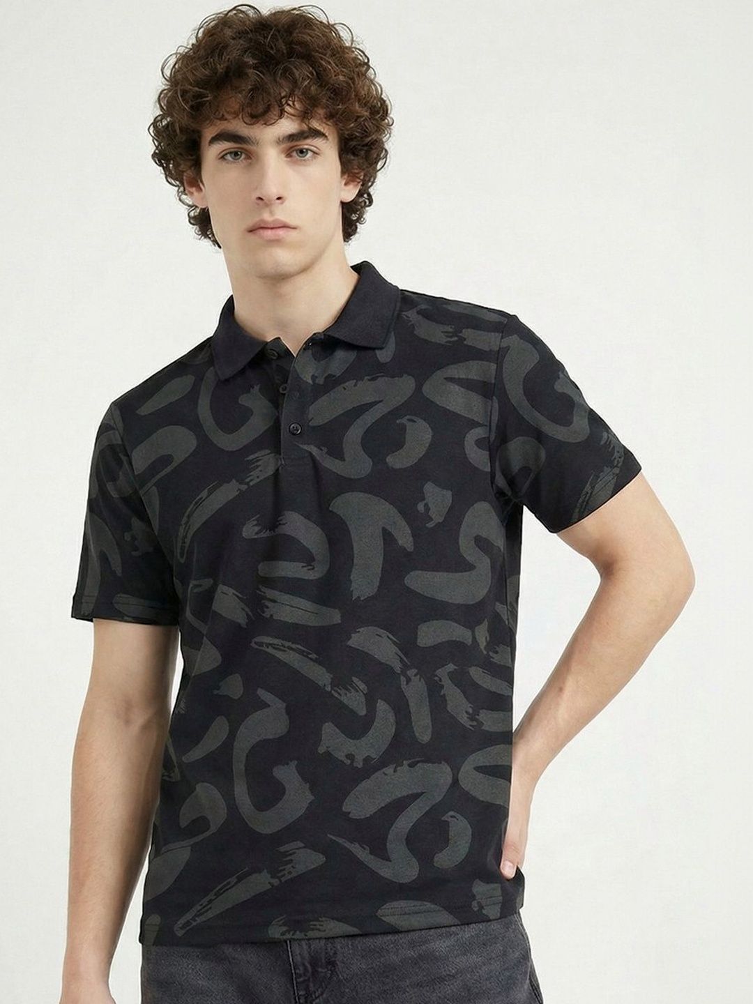 glitchez Men Printed Polo Collar T-shirt