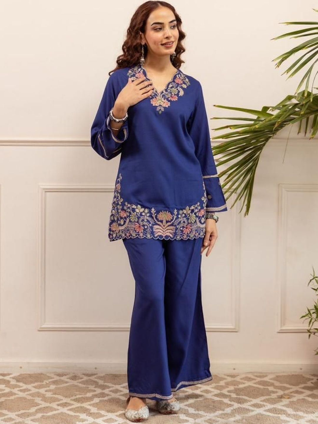 NayiNazar Cotton Embroidered Tunic with Trousers