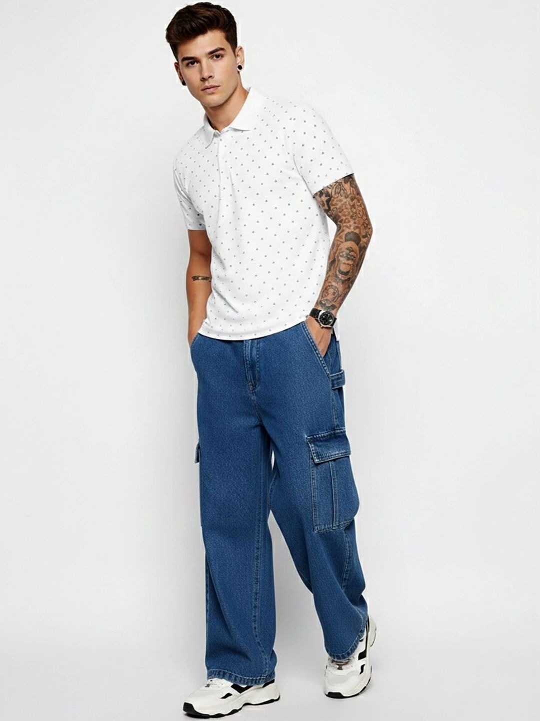 glitchez Men Printed Polo Collar T-shirt