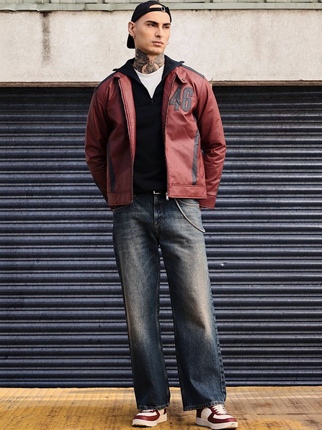 Snitch Maroon Printed Jacket