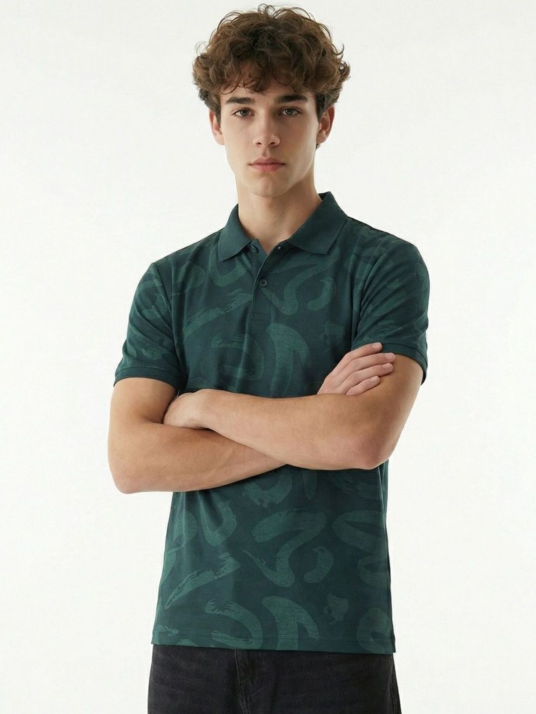 glitchez Men Printed Polo Collar T-shirt