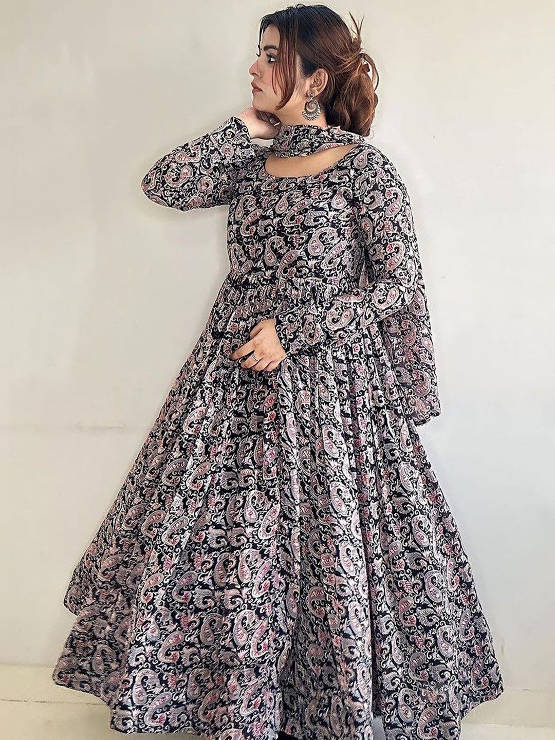 Femvy Women Printed Crepe Anarkali Kurta