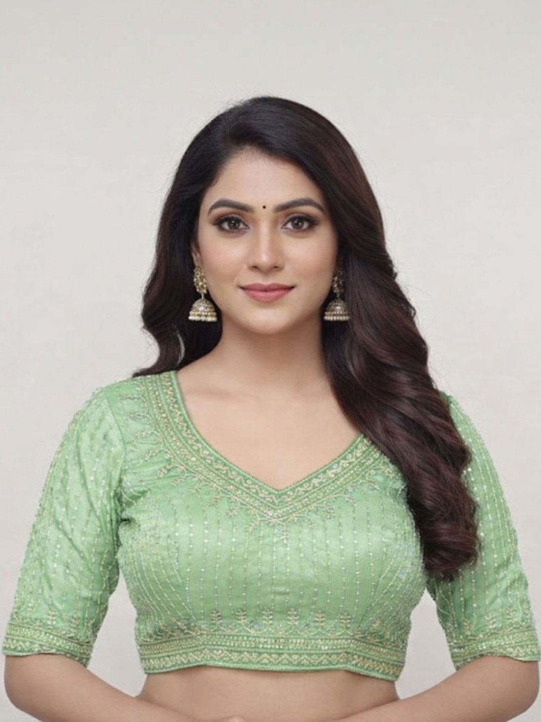 Mytrendzs Cotton Blend Embellished Zari Saree Blouse