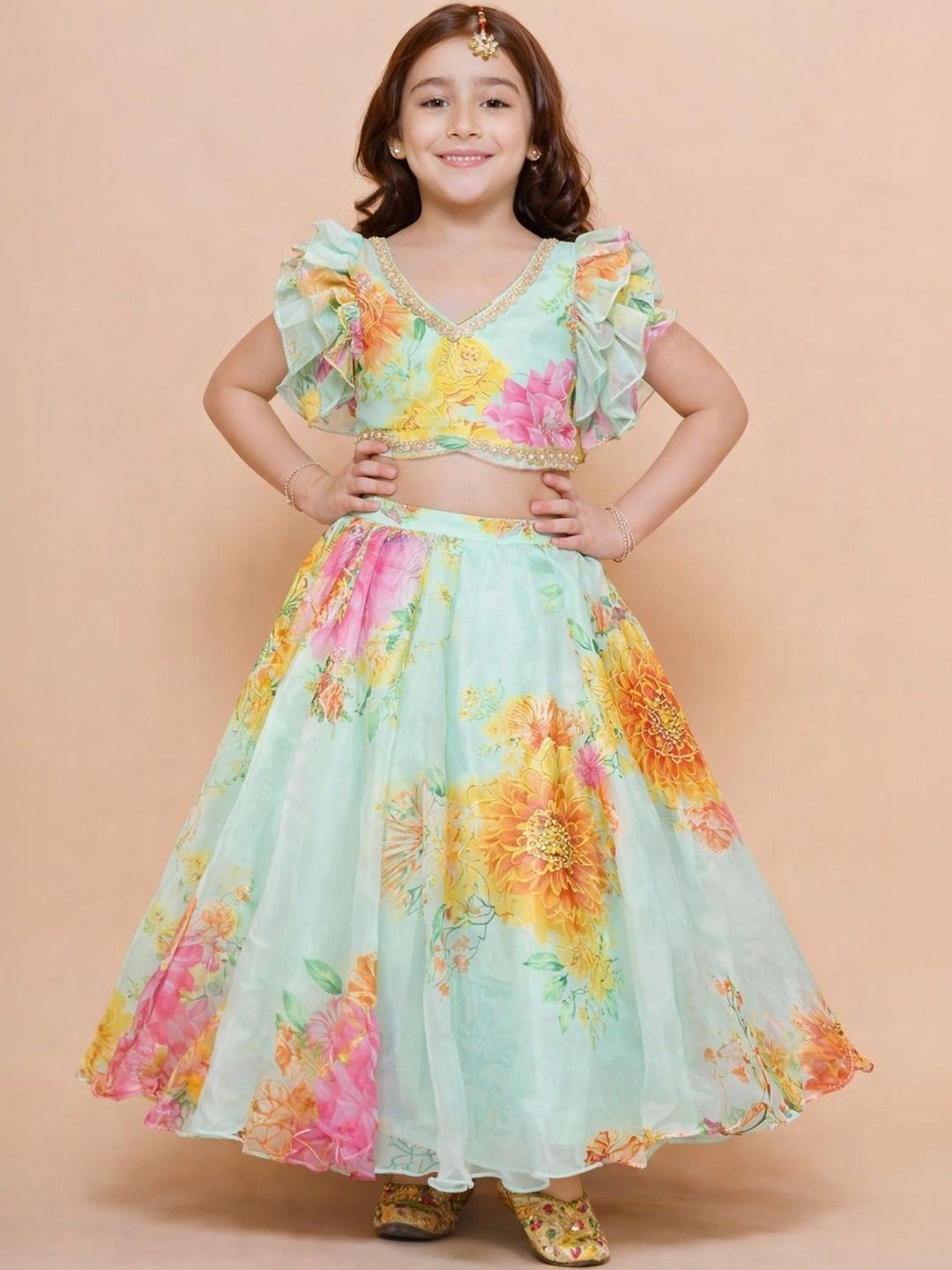 KATRODIYA ENTERPRISE Girls Printed Ready to Wear Lehenga &