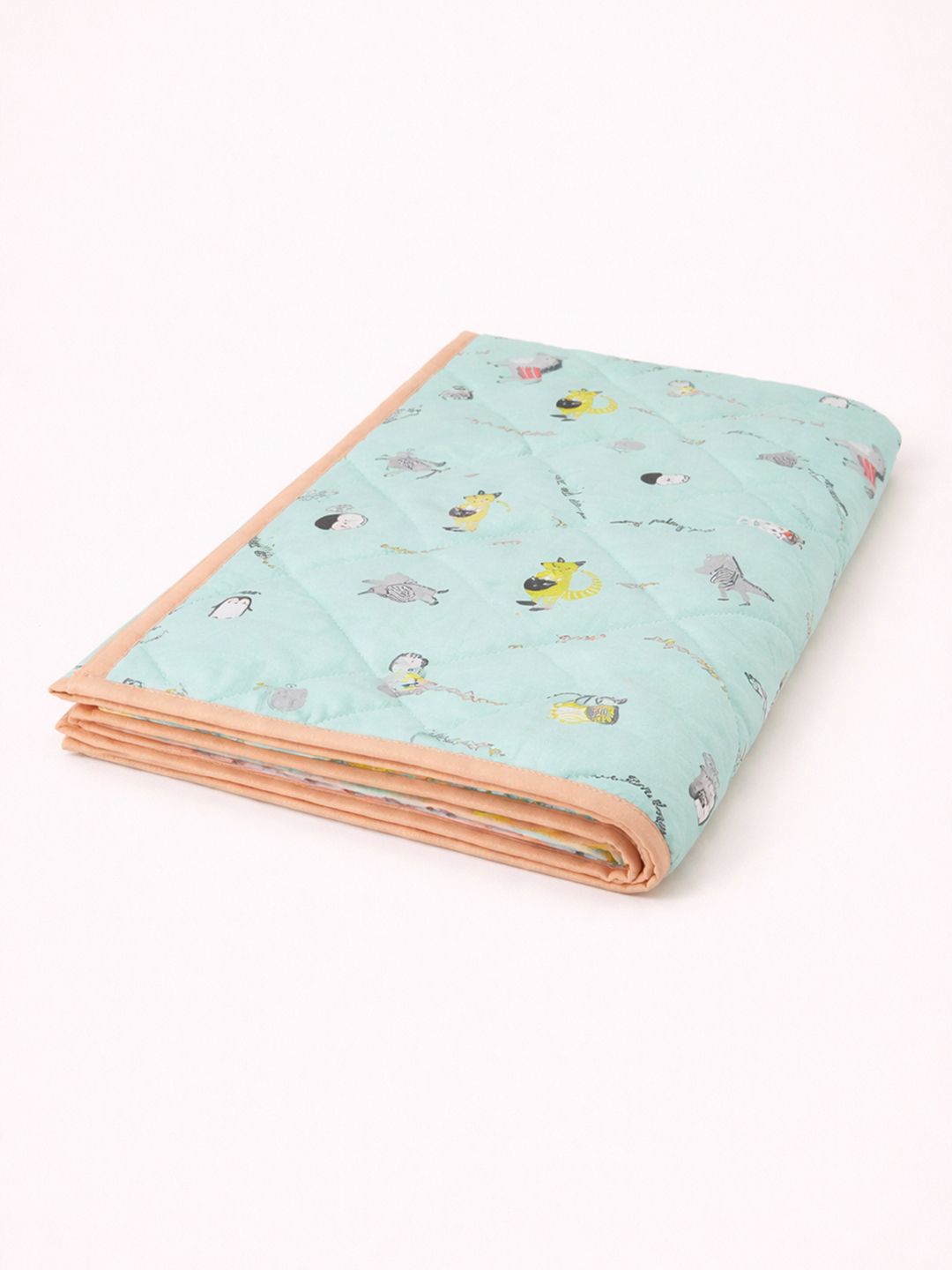 Portico Blue & White Cartoon Characters AC Room 150 GSM Cotton Single Bed Quilt