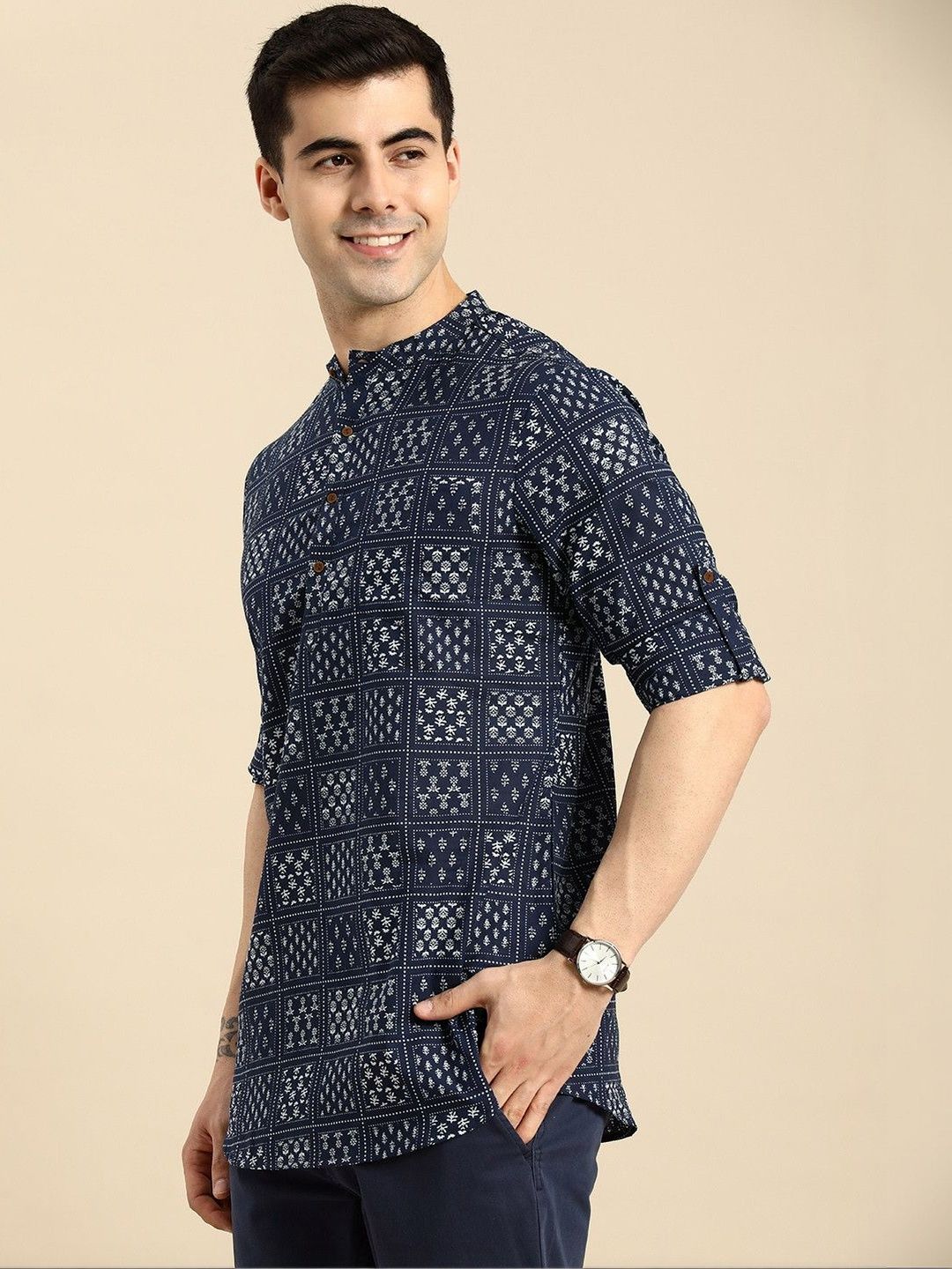 ZBIO Men Geometric Printed Kurta