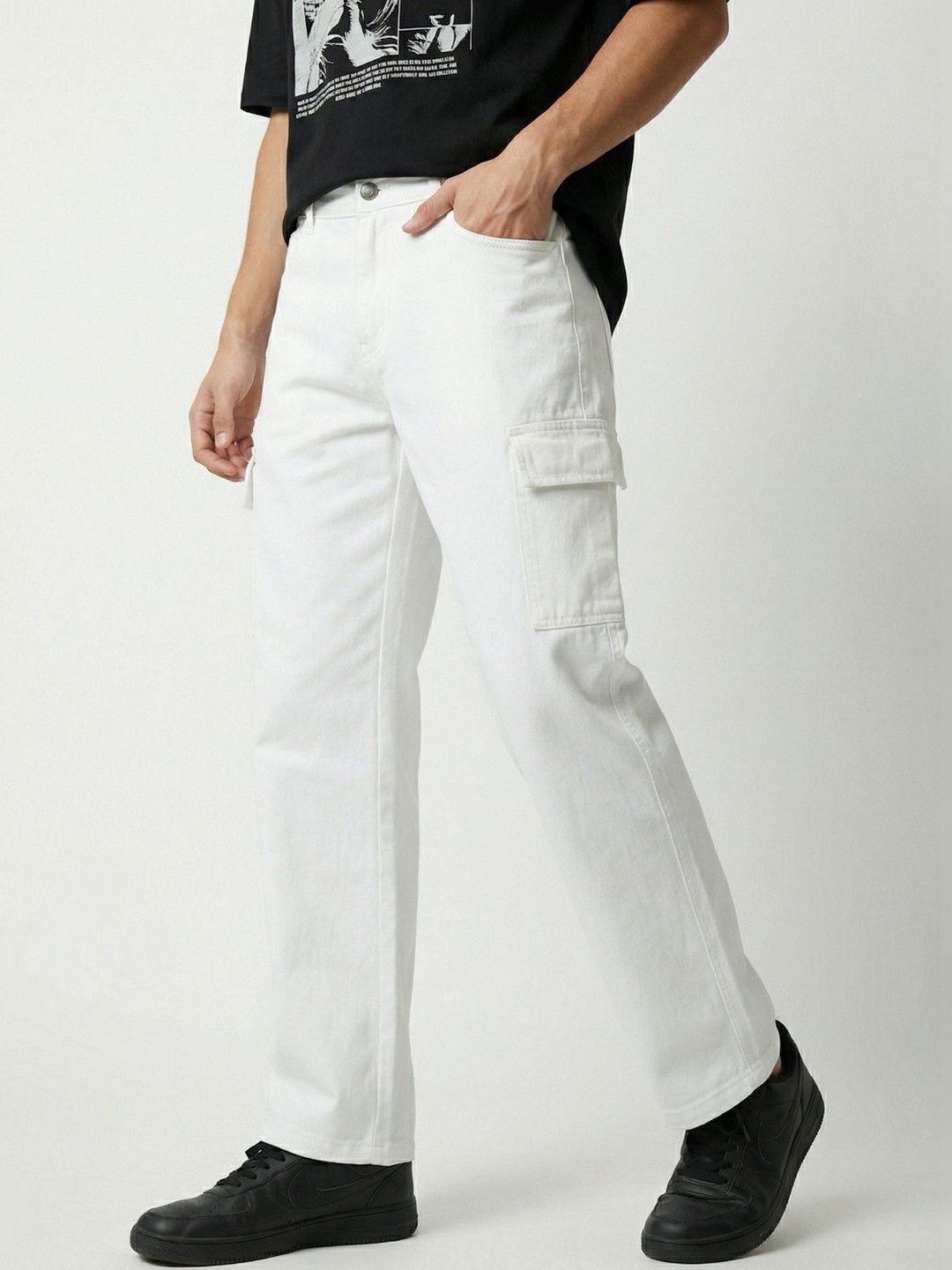 glitchez Men Classic Relaxed Fit Mid-Rise Stretchable Jeans
