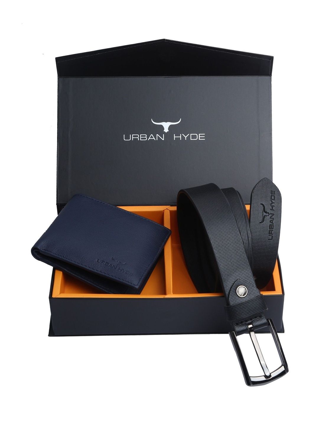 URBAN HYDE Men Executive Accessory Gift Set of Leather Wallet and Formal Belt