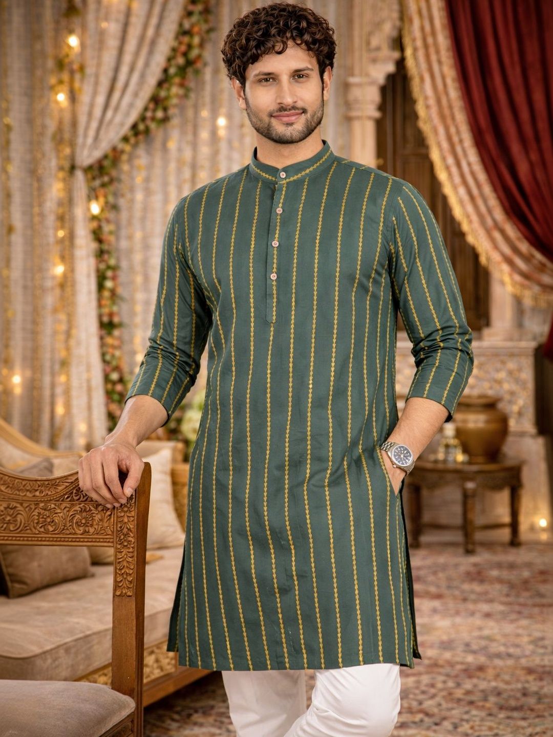 Anouk Men Printed Indie Prints Kurta