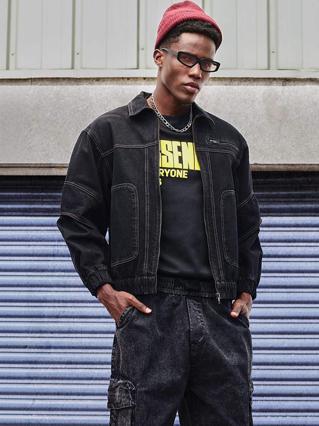 Snitch Black Printed Jacket