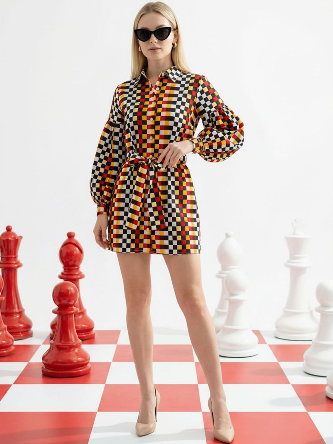 Check Long Sleeve Shirt Dress - Buy Check Long Sleeve Shirt Dress