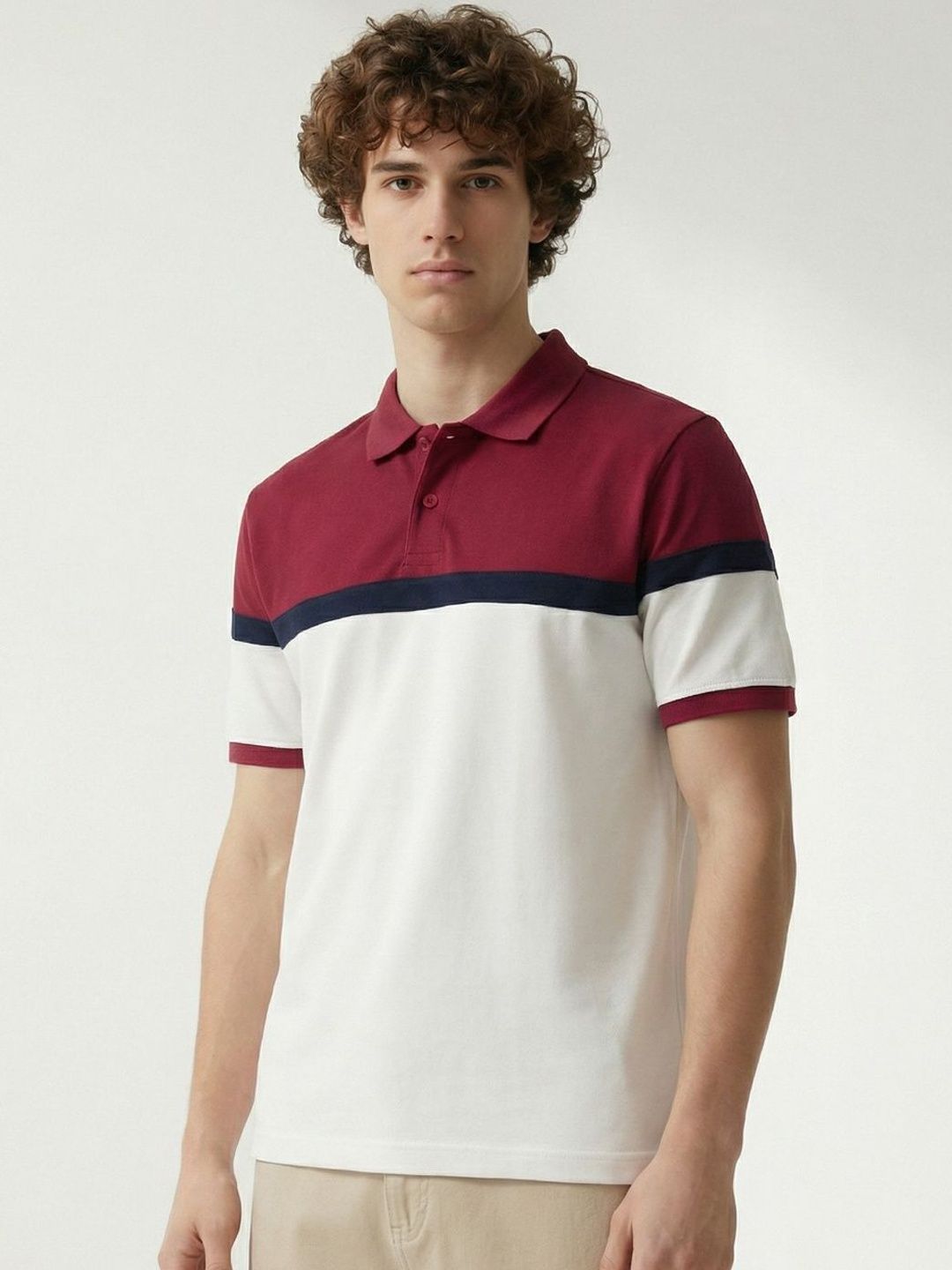 glitchez Men Colourblocked Polo Collar T-shirt