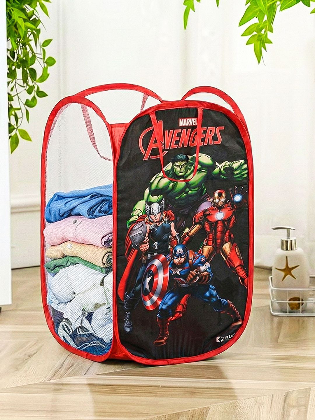 HOMESTIC  Red Printed Foldable Laundry Bag 30 L