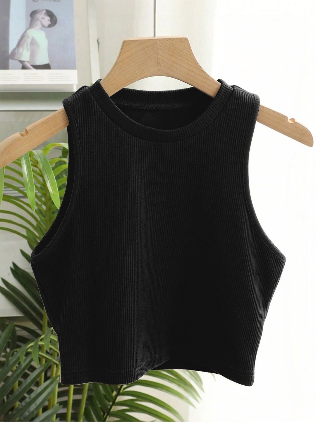 CREZYVEZY CREZYVEZY Ribbed Round Neck Sleeveless Crop Top