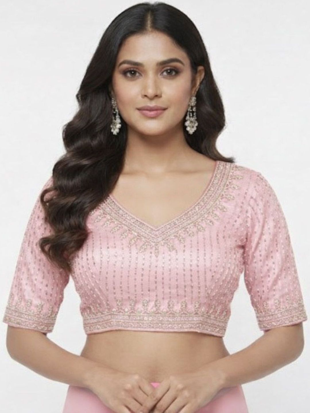 Mytrendzs Cotton Blend Embroidered Saree Blouse