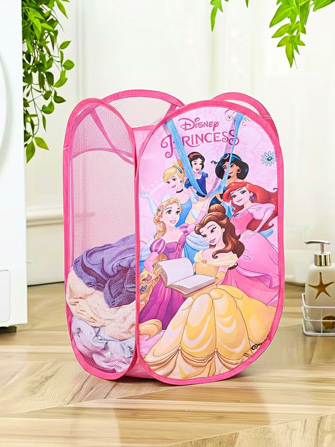 HOMESTIC  Pink Printed Foldable Laundry Bag 30 L