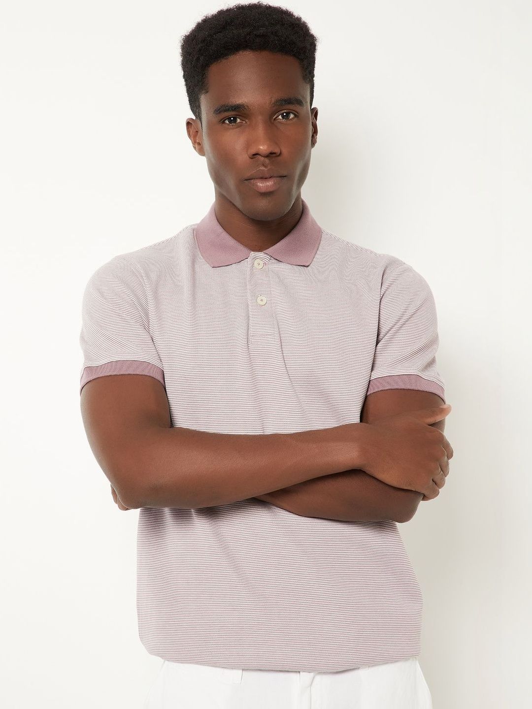 max Men Striped Polo Collar T-shirt