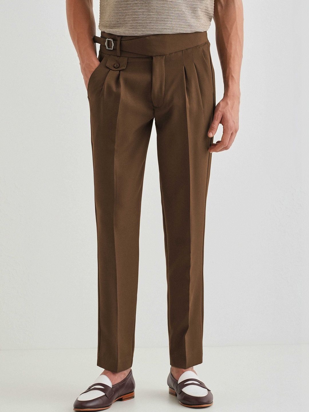 MANCREW Men Tailored Wrinkle Free Pleated Gurkha Pants
