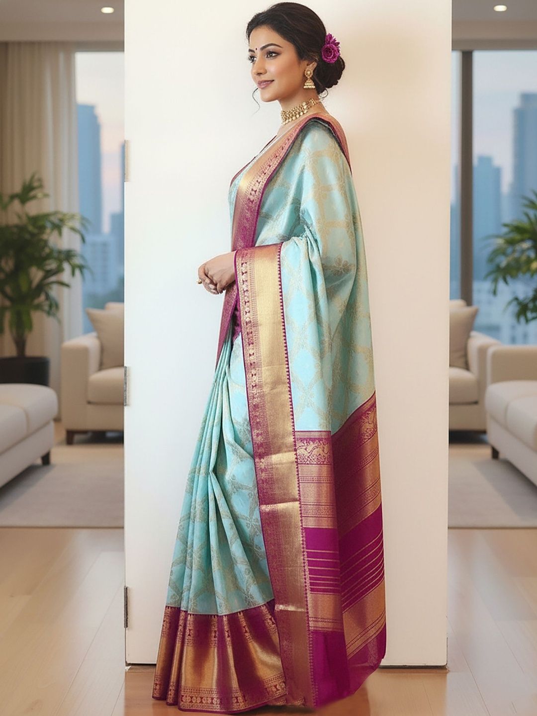 Dhaaga Ghar Dhaaga Ghar Woven Design Zari Silk Blend Banarasi Saree