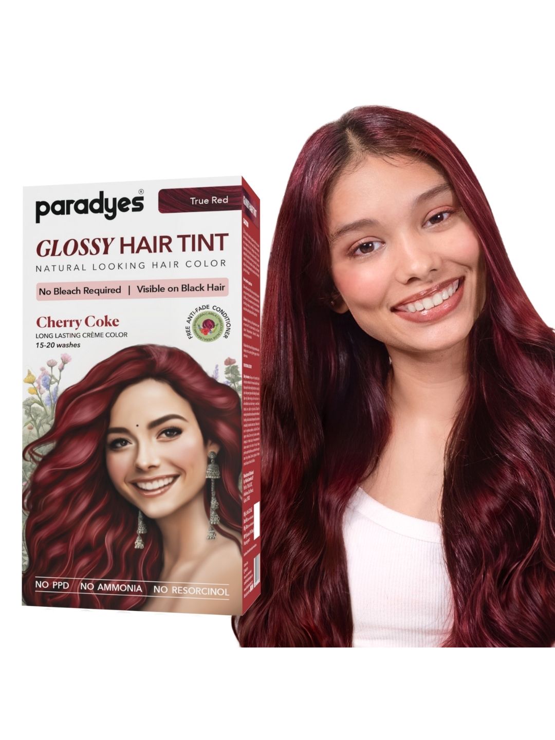 Paradyes Semi-Permanent Creme Glossy Tint Hair Color 160g- Cherry Coke- True Red