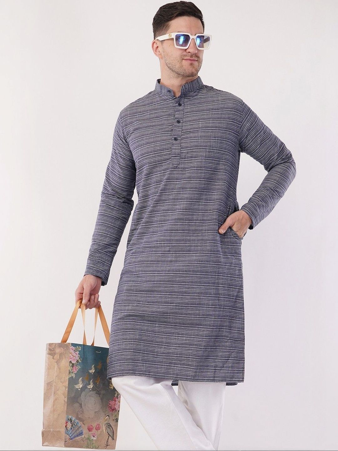 Sypher Boutique Men Printed Khadi Kurta