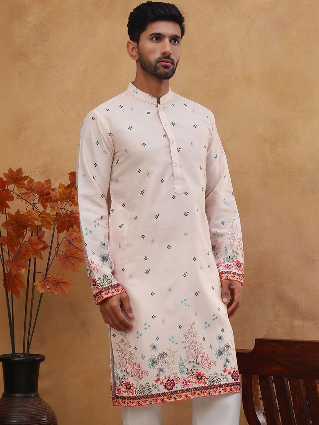 Jompers Men Floral Printed Kurta