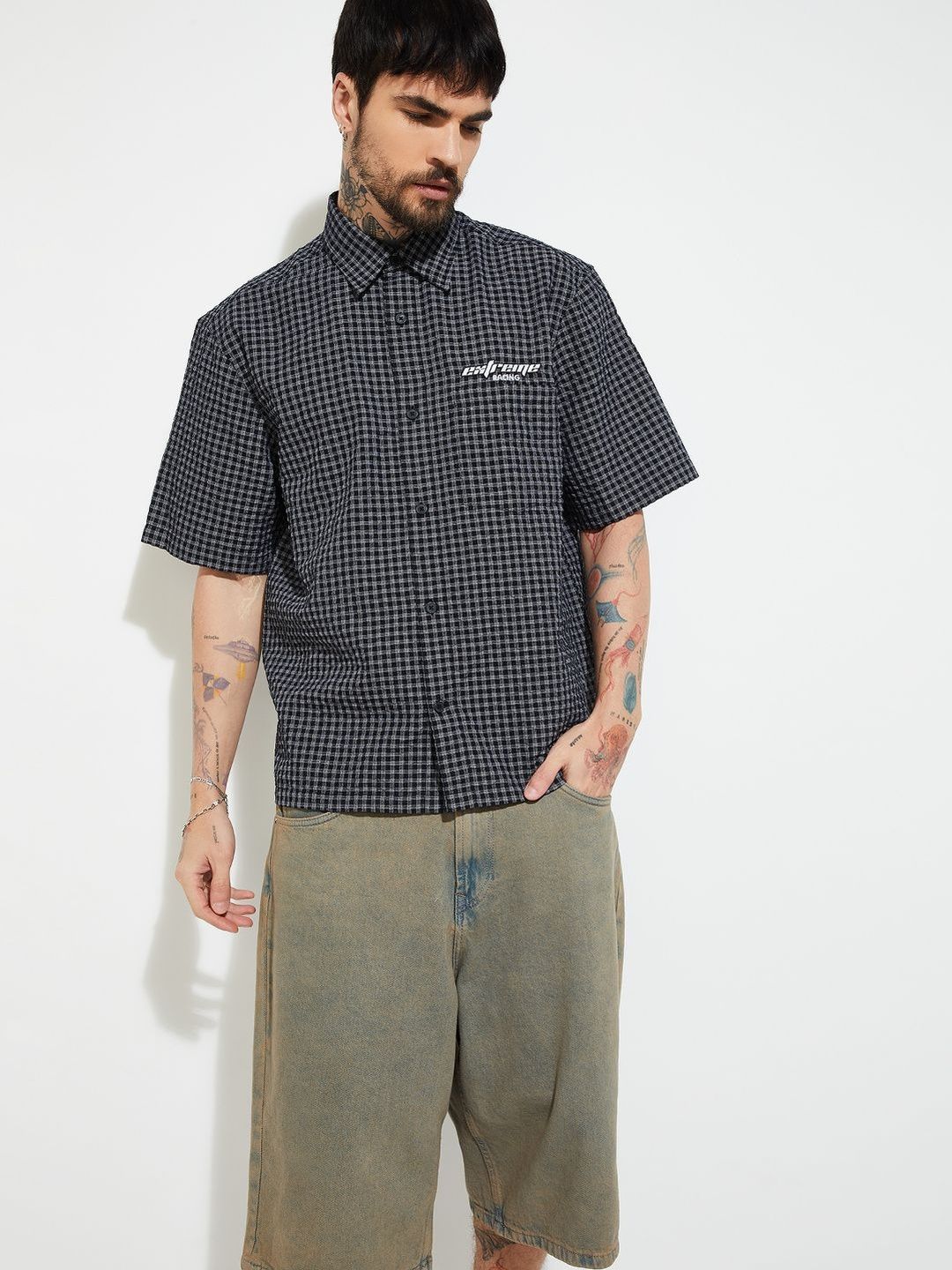 max Men Micro Checks Checked Casual Shirt