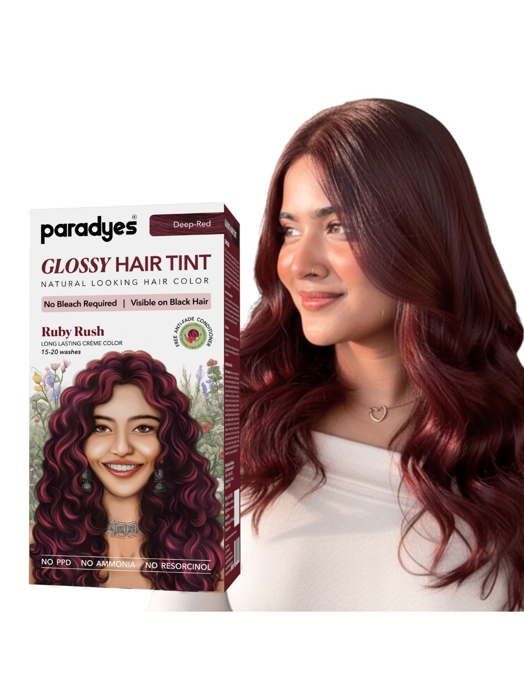 Paradyes Semi-Permanent Creme Glossy Tint Hair Color 160g- Ruby Rush- Deep Red