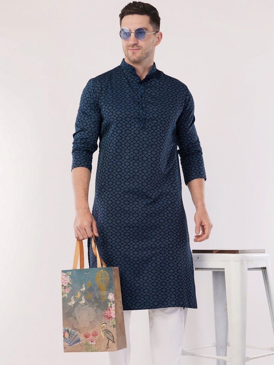 Sypher Boutique Men Printed Khadi Kurta