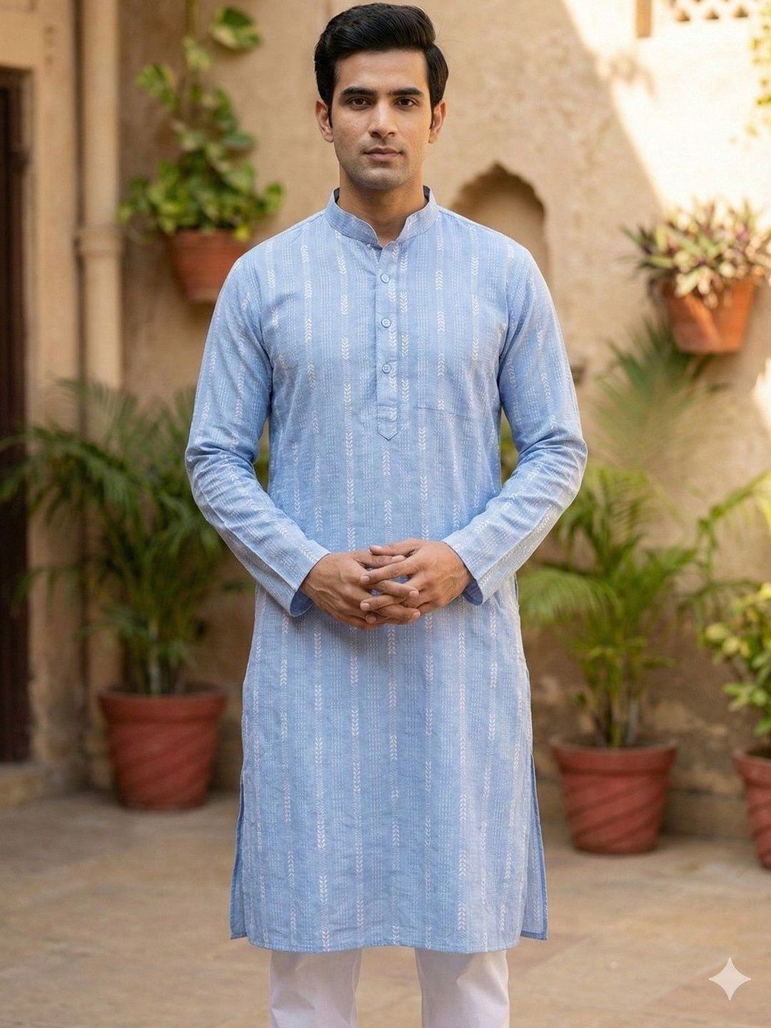 Sypher Boutique Men Printed Khadi Kurta