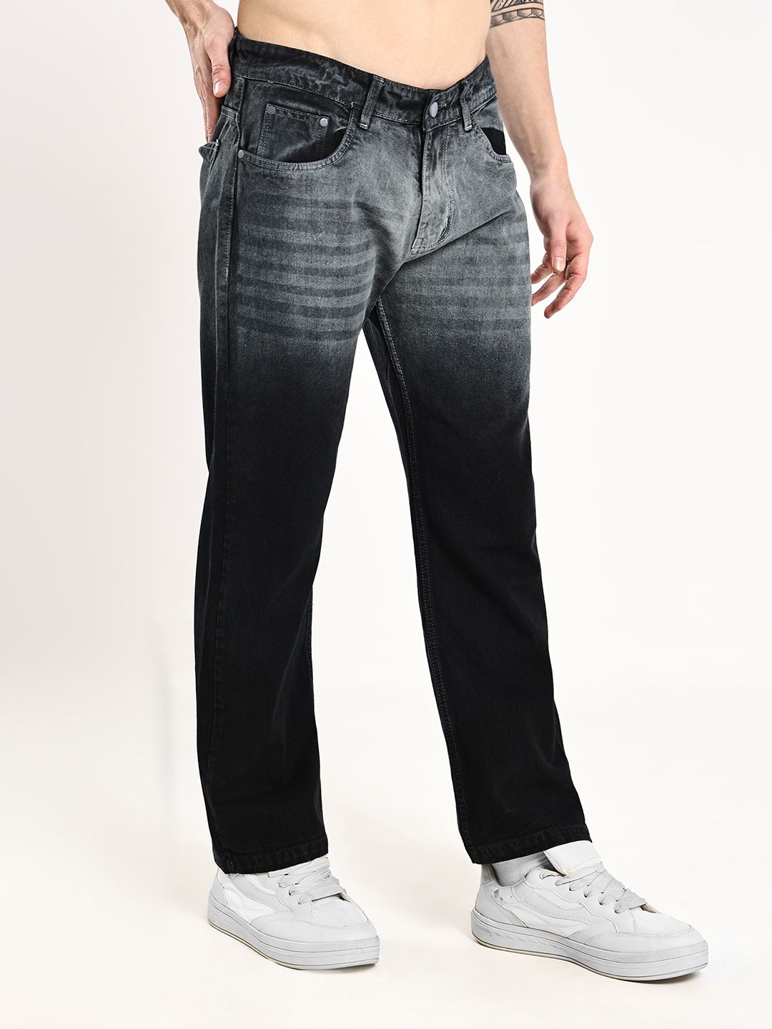 Buy Hence Men Straight Fit Mid-Rise Heavy Fade Jeans - Jeans for