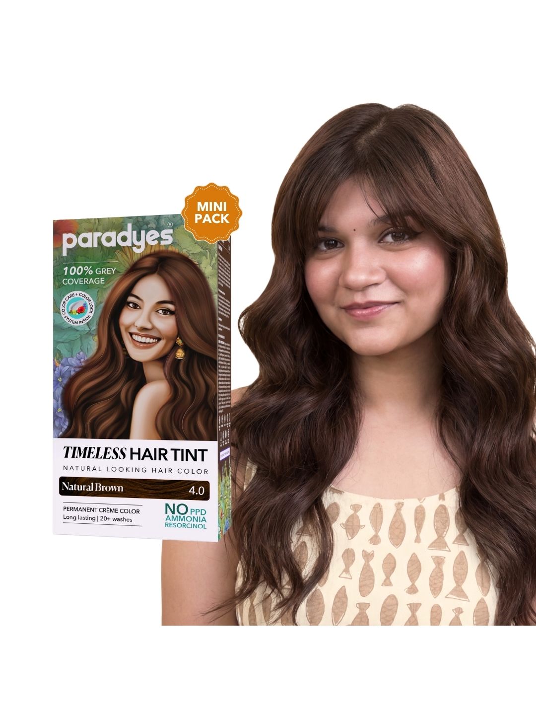 Paradyes Timeless Hair Tint Natural Looking Hair Color- 80 g- Natural Brown